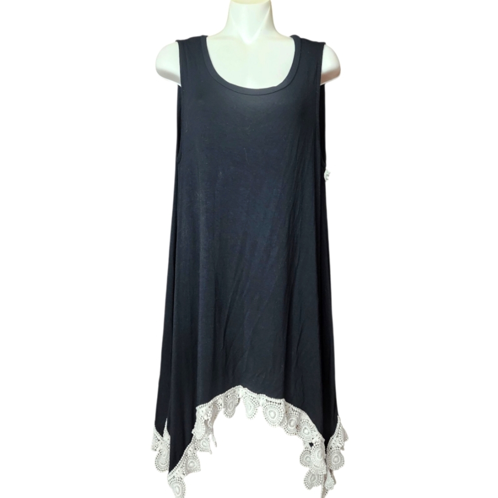 Yak n Yeti Black Sleeveless Dress with Lace Hem